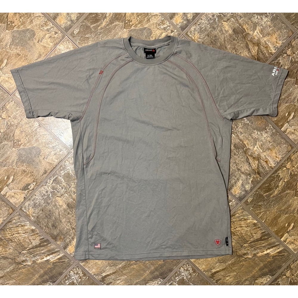 Ariat FR Work Shirt Mens XL-Tall Gray Flame Resistant CAT 2 Tee